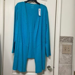 Chico’s turquoise cotton cardigan, size 3 (xl) NEw with tags